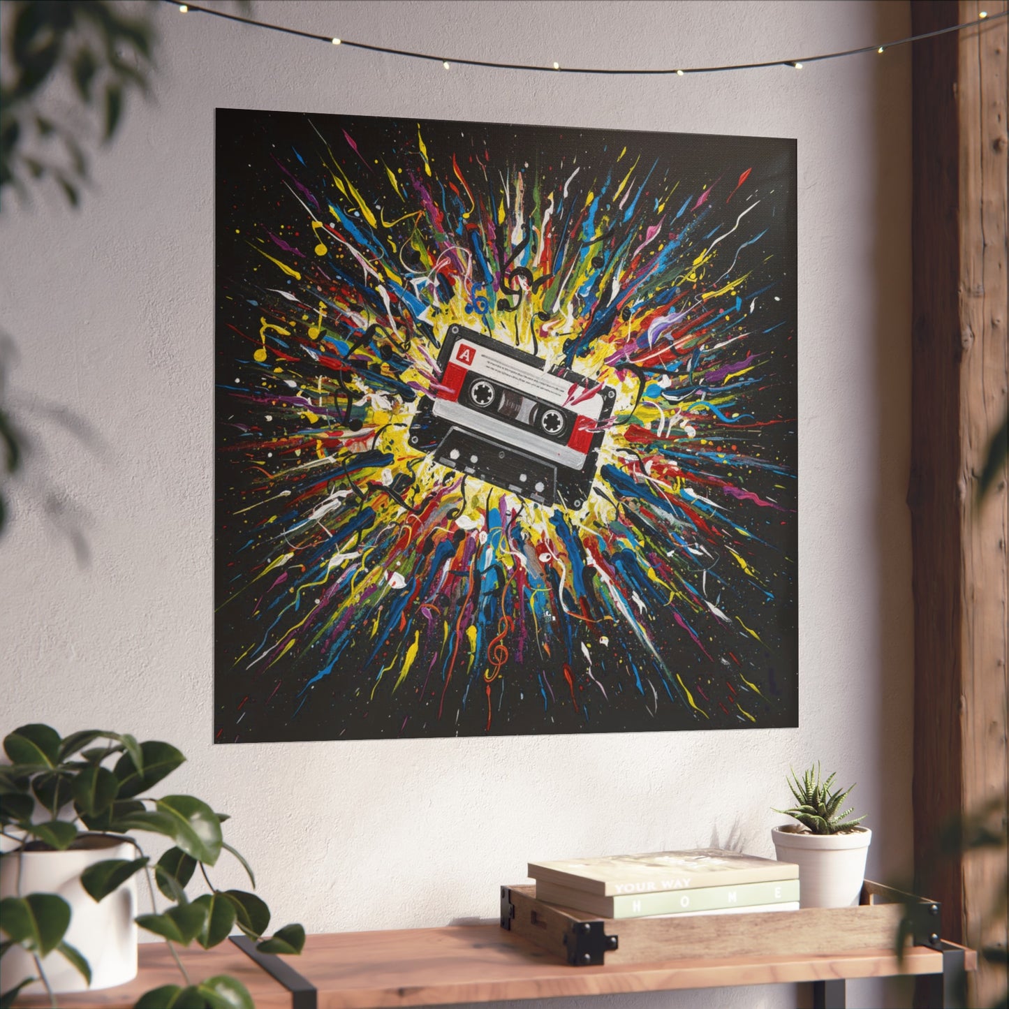 Cassette Explosion Fine Art Print — Retro Music Wall Art