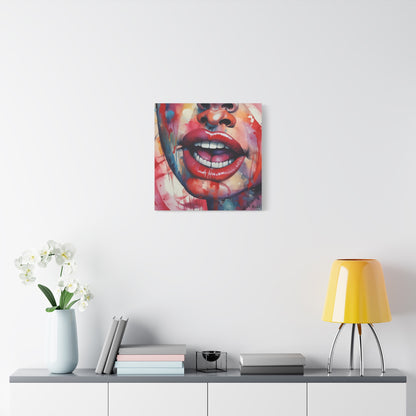 Colorful Pop Art Lips Canvas Wall Art – Vibrant Stretched Matte Portrait