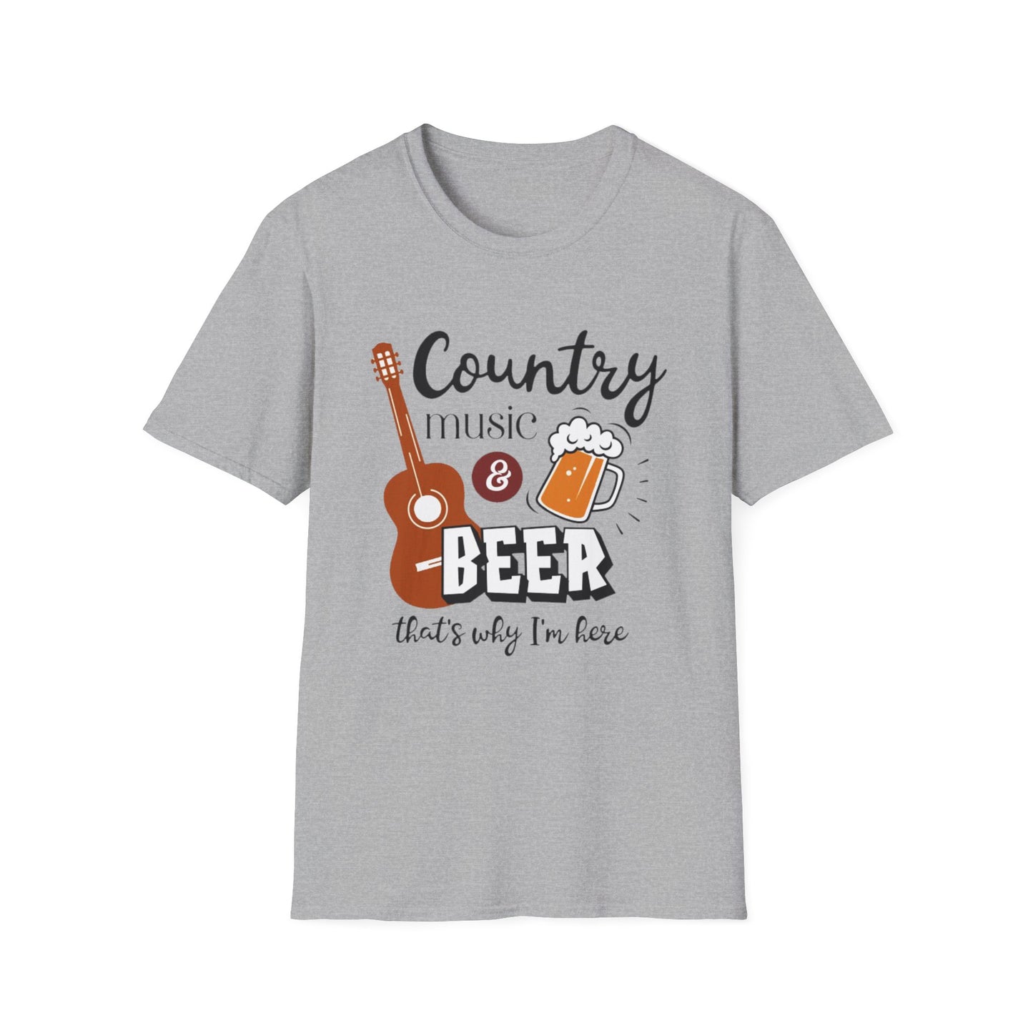 Country Music & Beer T-Shirt — "Country Music & Beer That's Why I'm Here" Graphic Tee