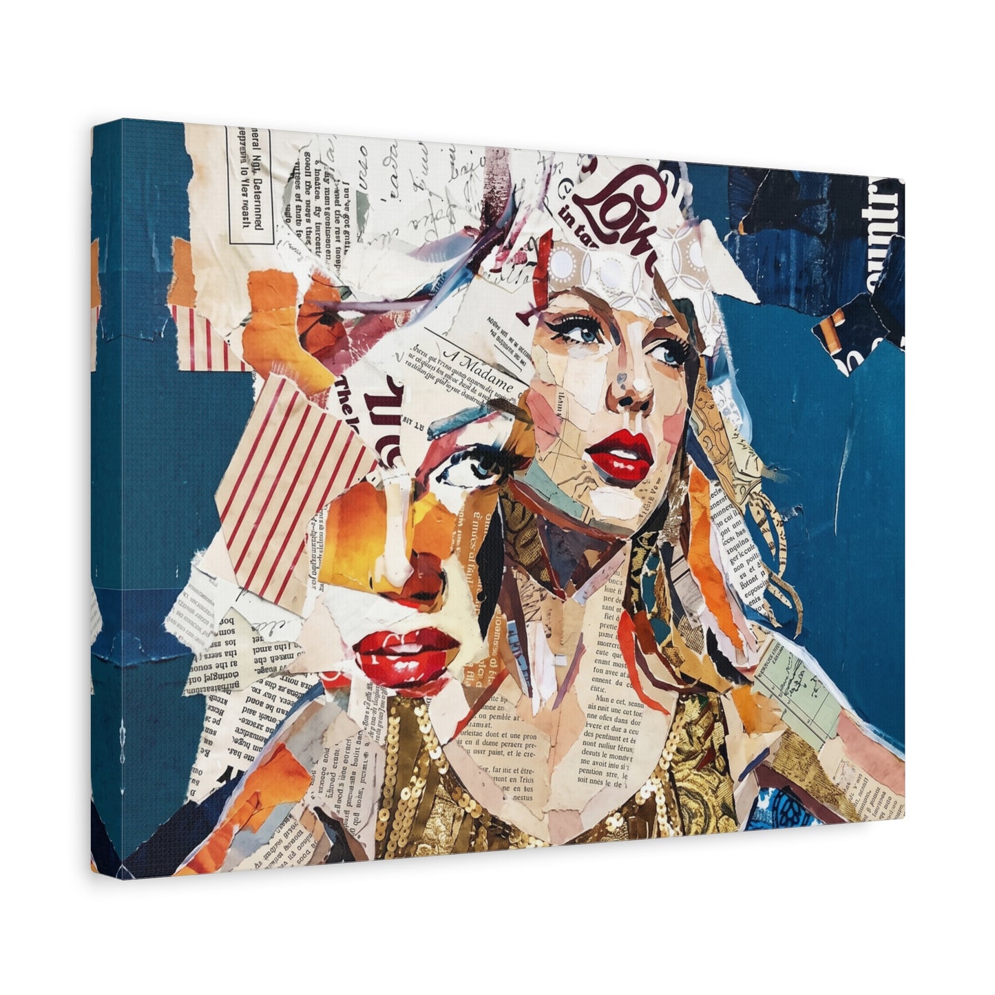 Pop Art Collage Woman Canvas Print — Modern Portrait Wall Art