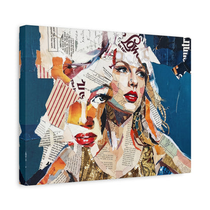 Pop Art Collage Woman Canvas Print — Modern Portrait Wall Art