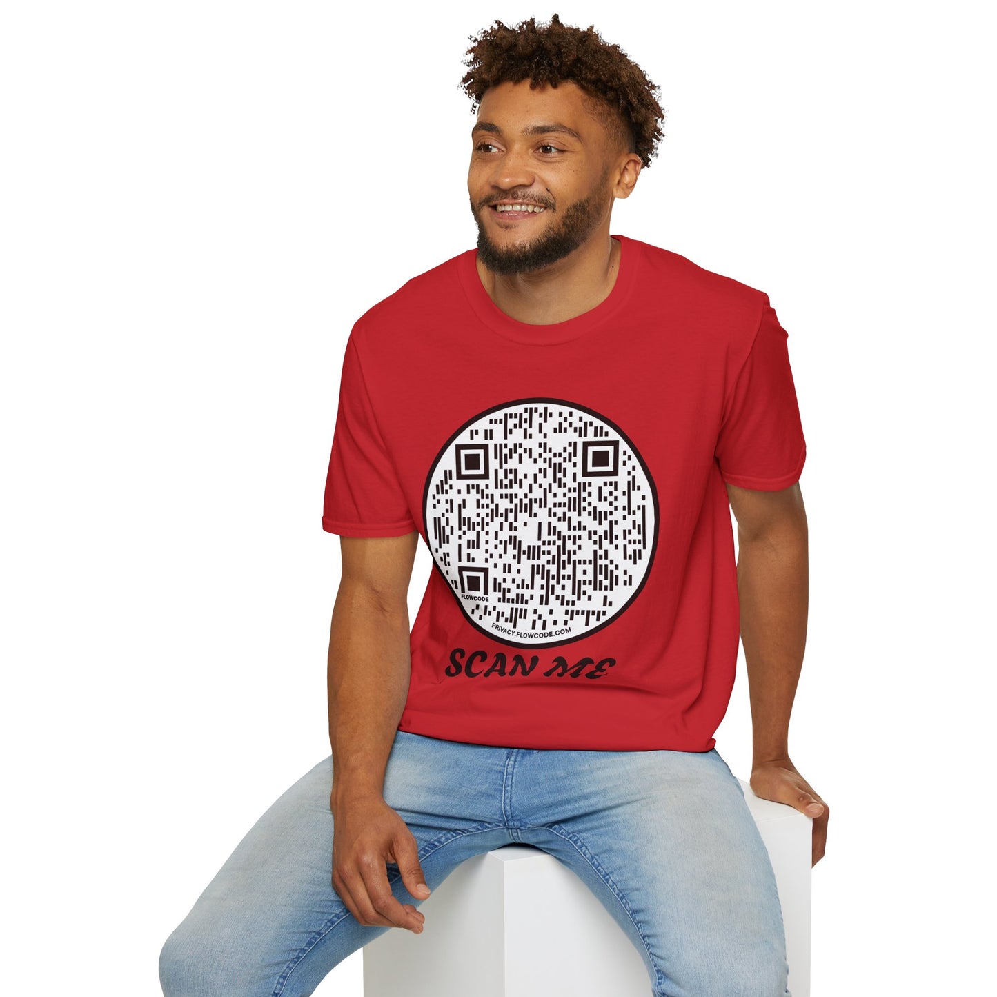 QR Code "Scan Me" T-Shirt — Interactive Novelty Shirt for Events & Gifts