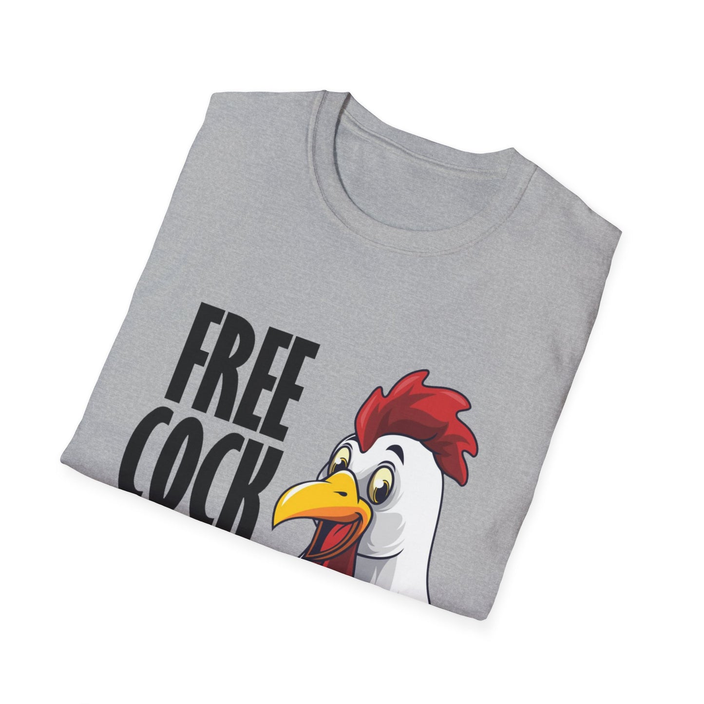 Graphic T-Shirt — "Free Cock Ride" Rooster Novelty Tee
