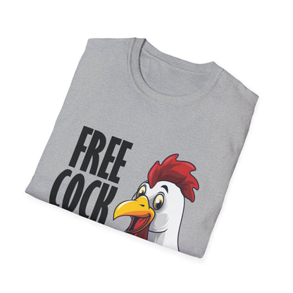 Graphic T-Shirt — "Free Cock Ride" Rooster Novelty Tee
