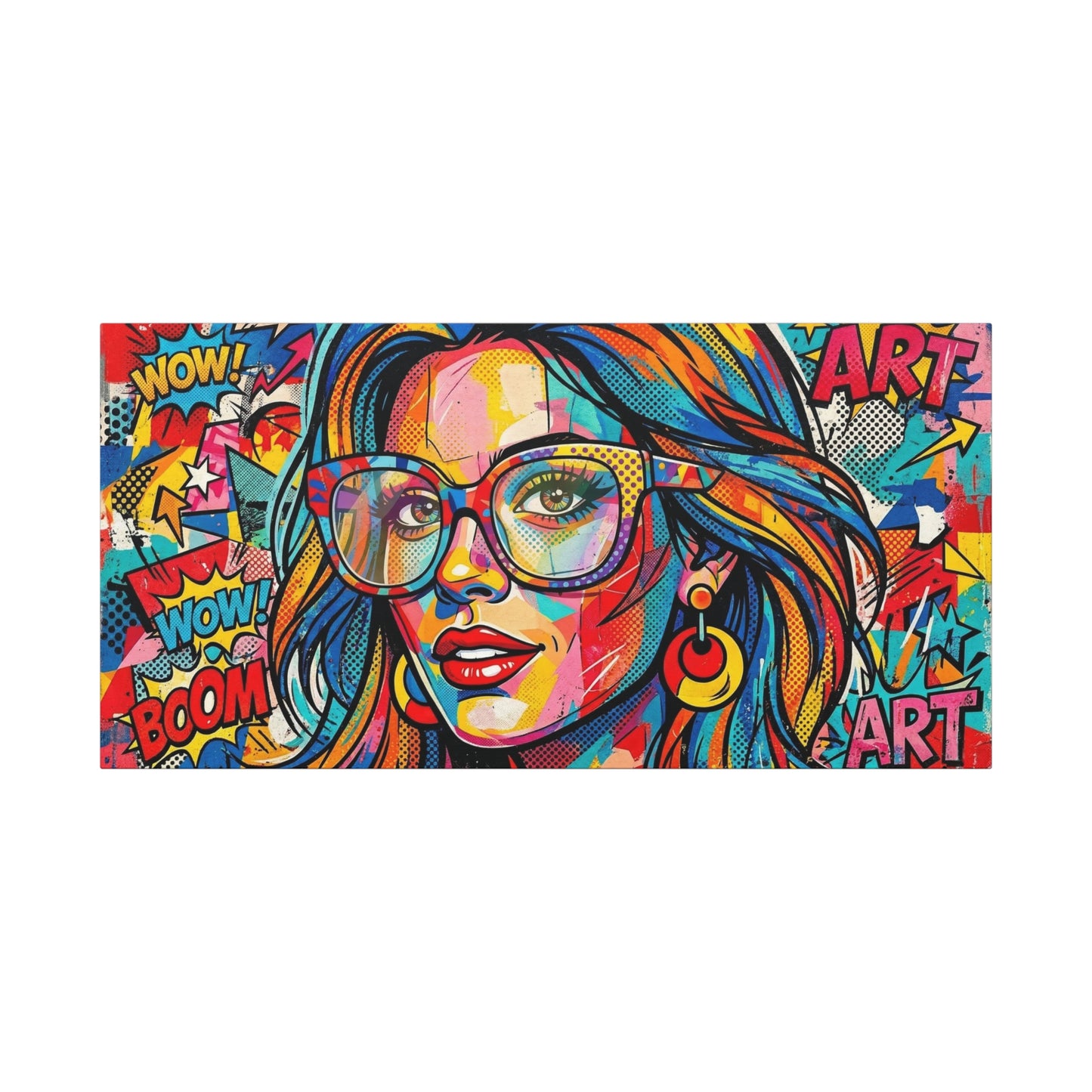 Pop Art Chic Canvas Print — Colorful Retro Neon Portrait