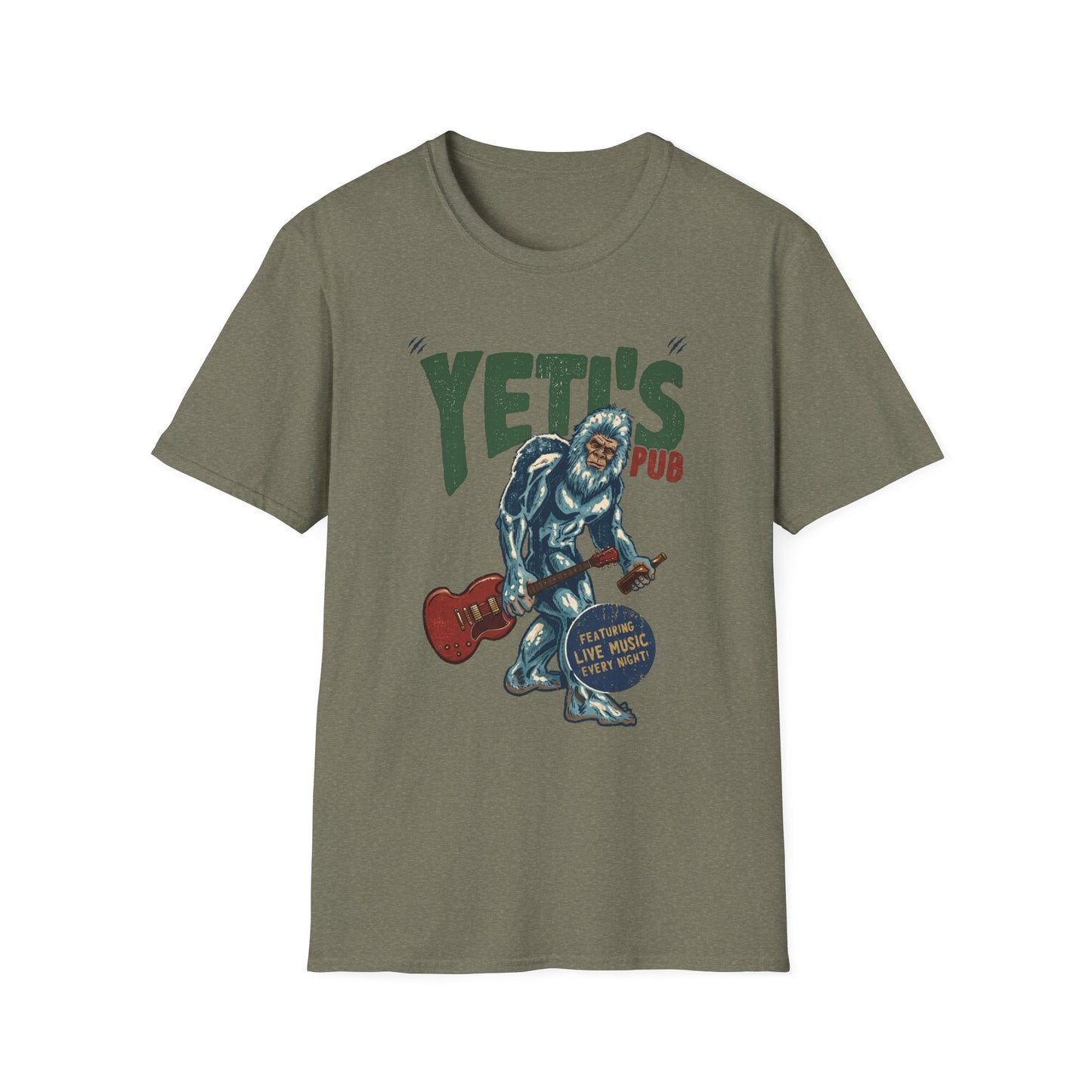 Yeti's Pub Graphic T-Shirt — Vintage Rock Band Snowman Design