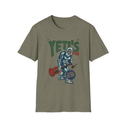 Yeti's Pub Graphic T-Shirt — Vintage Rock Band Snowman Design