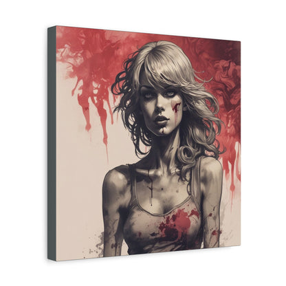 Bloody Swift Matte Canvas Print — Gothic Female Portrait Wall Art, Stretched 1.25"