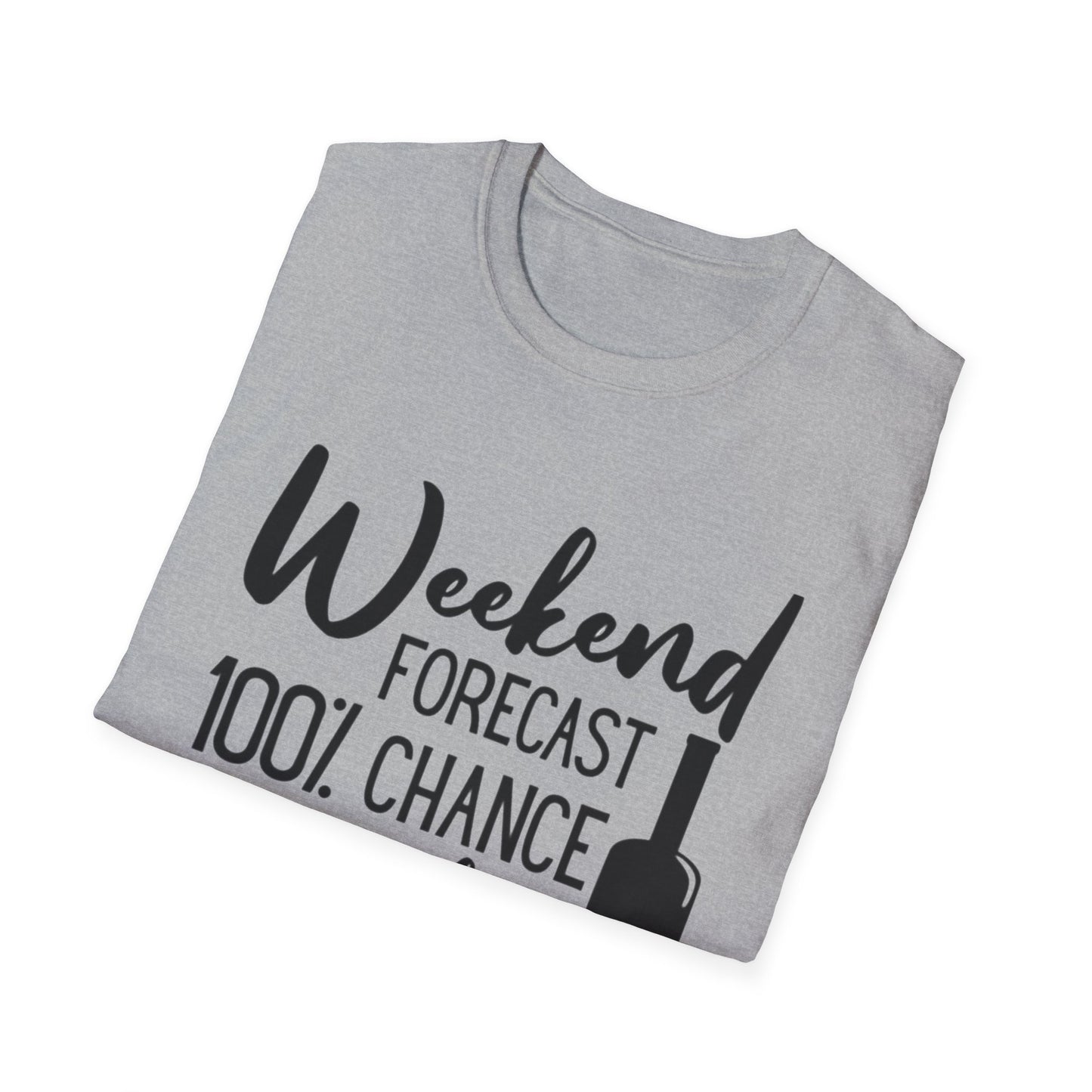 Wine Weekend T-Shirt — "Weekend Forecast 100% Chance of Wine" Graphic Tee