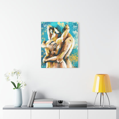 Abstract Embrace Canvas Art - Romantic Couple Matte Stretched Print
