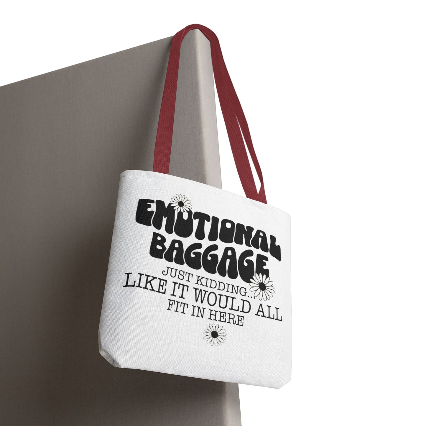 Tote Bag — "Emotional Baggage" Funny Quote Tote with Daisy Vibe