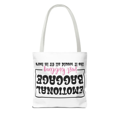 Emotional Baggage Tote Bag — Funny "Emotional Baggage (just kidding)" Reusable Shopper