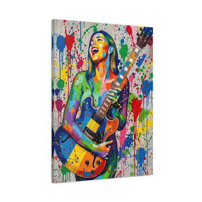 Colorful Guitarist Pop Art Canvas Print — Vibrant Music Wall Art