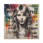 Taylor-Inspired Pop Portrait Matte Canvas Print — 'Happy, Lonely, Confused' Stretched Wall Art