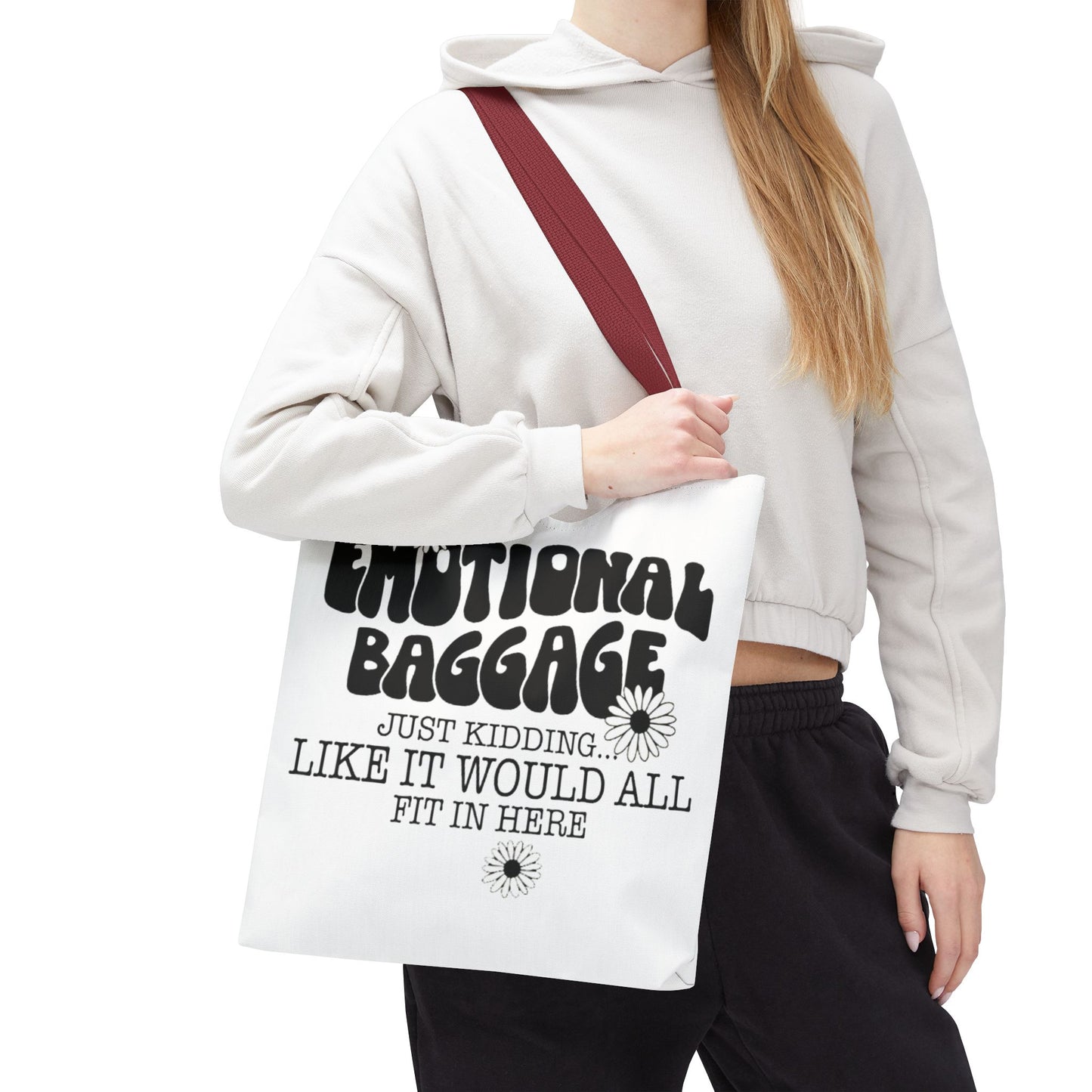Tote Bag — "Emotional Baggage" Funny Quote Tote with Daisy Vibe