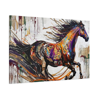 Colorful Galloping Horse Canvas Print — Vibrant Abstract Equestrian Wall Art