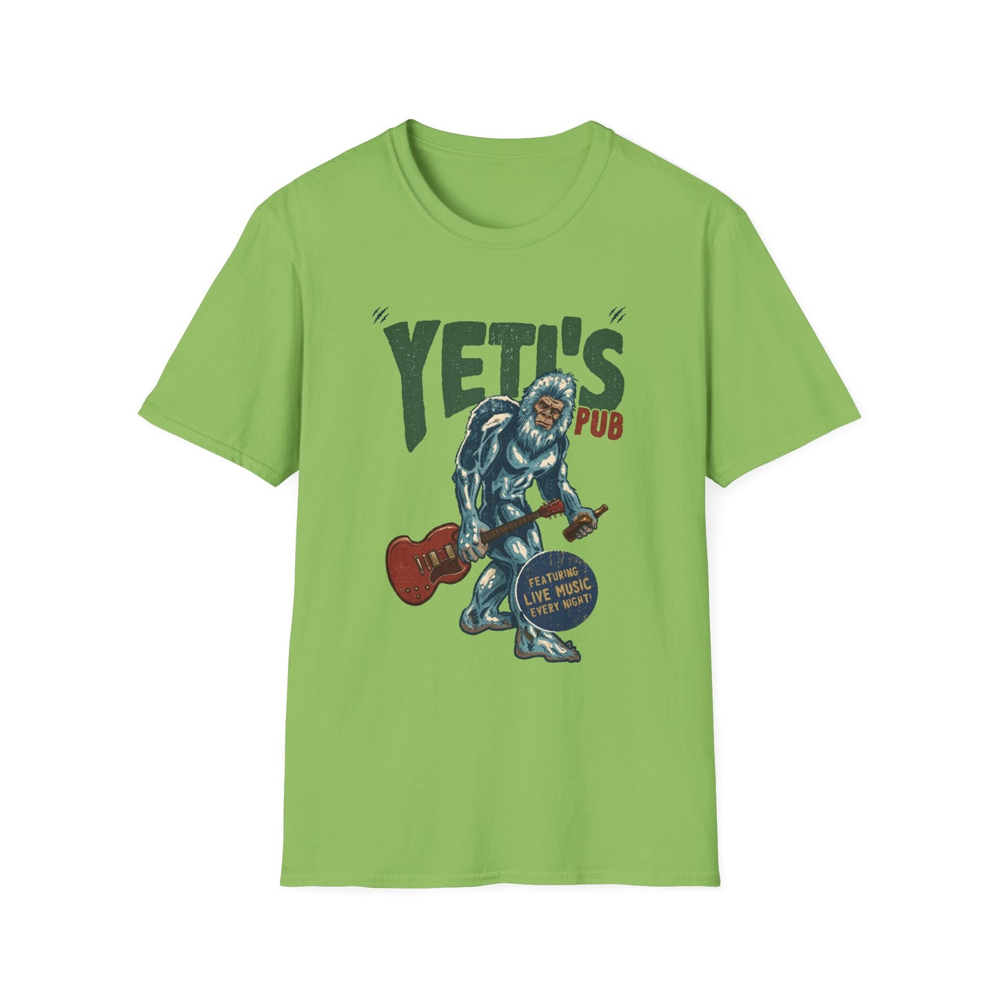 Yeti's Pub Graphic T-Shirt — Vintage Rock Band Snowman Design