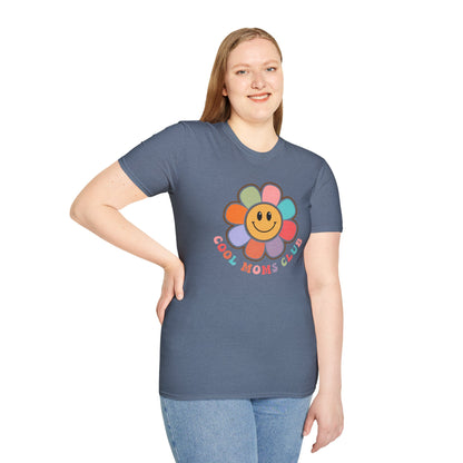 Cool Moms Club T-Shirt — Retro Floral Smiley Tee for Trendy Moms