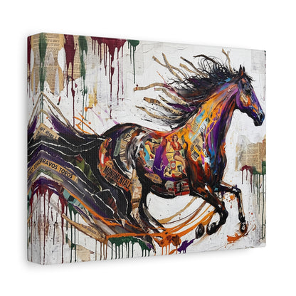 Colorful Galloping Horse Canvas Print — Vibrant Abstract Equestrian Wall Art