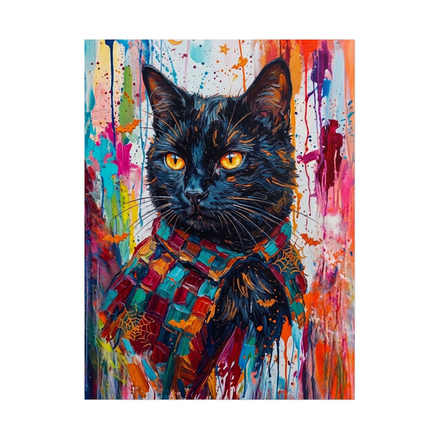 Colorful Cat Poster — Vibrant Black Cat Wall Art (Rolled Poster)