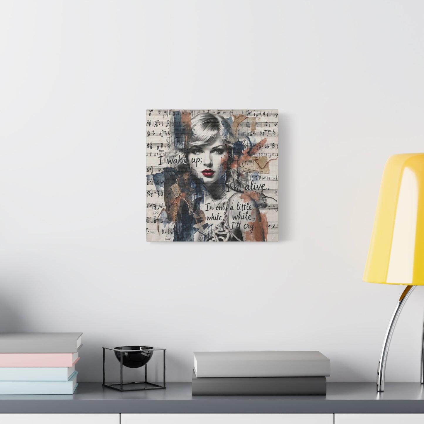 Swift Inspired Matte Stretched Canvas – "I Wake Up; I’m Alive" Mixed-Media Portrait Wall Art