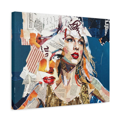 Pop Art Collage Woman Canvas Print — Modern Portrait Wall Art
