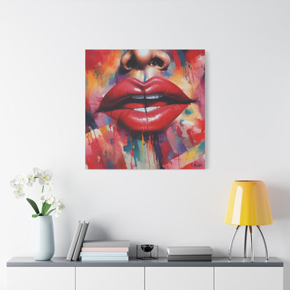Bold Red Lips Pop Art Canvas — Matte Stretched Wall Art