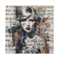 Swift Inspired Matte Stretched Canvas – "I Wake Up; I’m Alive" Mixed-Media Portrait Wall Art