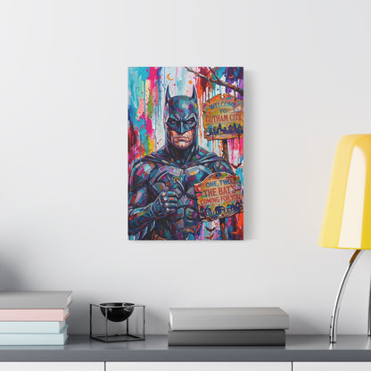 Colorful Gotham City Canvas Art - 'Welcome to Gotham City' Stretched Matte Print