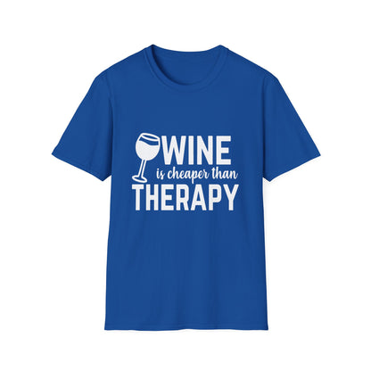 T-Shirt — "Wine Is Cheaper Than Therapy" Funny Wine Lover Tee