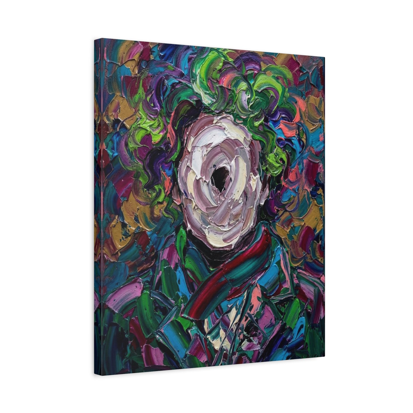 Abstract Floral Canvas Print — Colorful Impasto Rose Wall Art