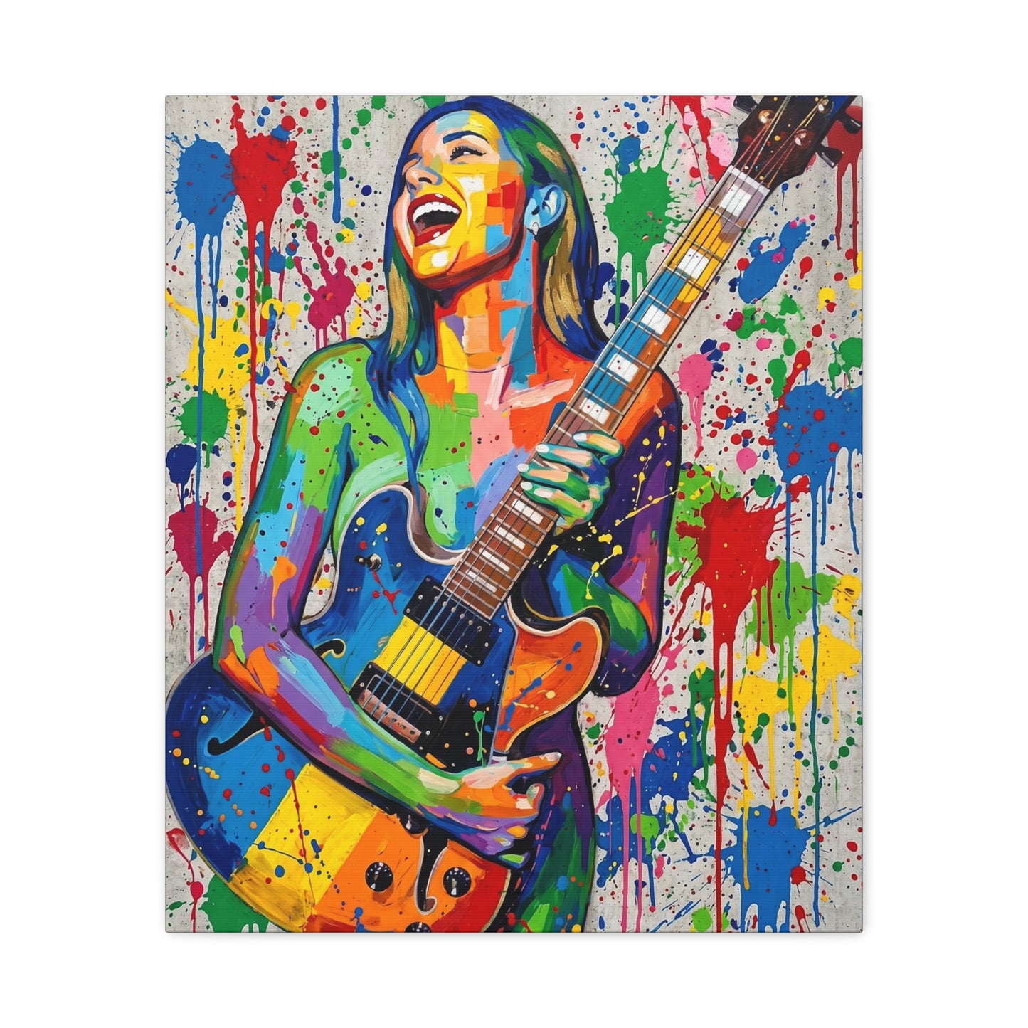 Colorful Guitarist Pop Art Canvas Print — Vibrant Music Wall Art