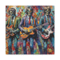Rock Skeleton Band Canvas Print — Colorful Guitarist Wall Art