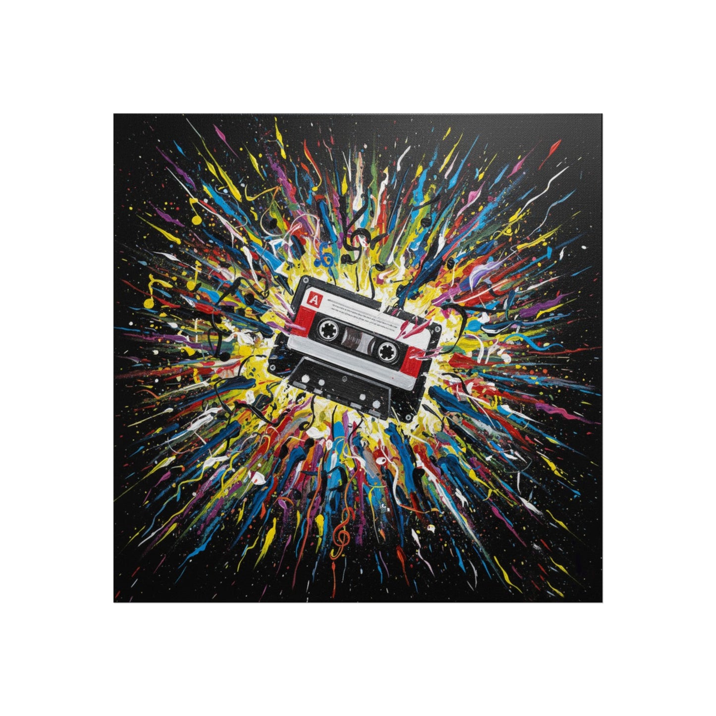 Cassette Explosion Fine Art Print — Retro Music Wall Art