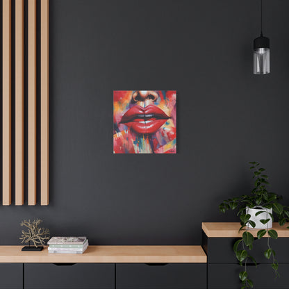 Bold Red Lips Pop Art Canvas — Matte Stretched Wall Art