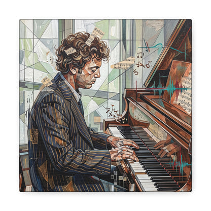 Piano Man Joel Canvas Wall Art — Abstract Character Portrait