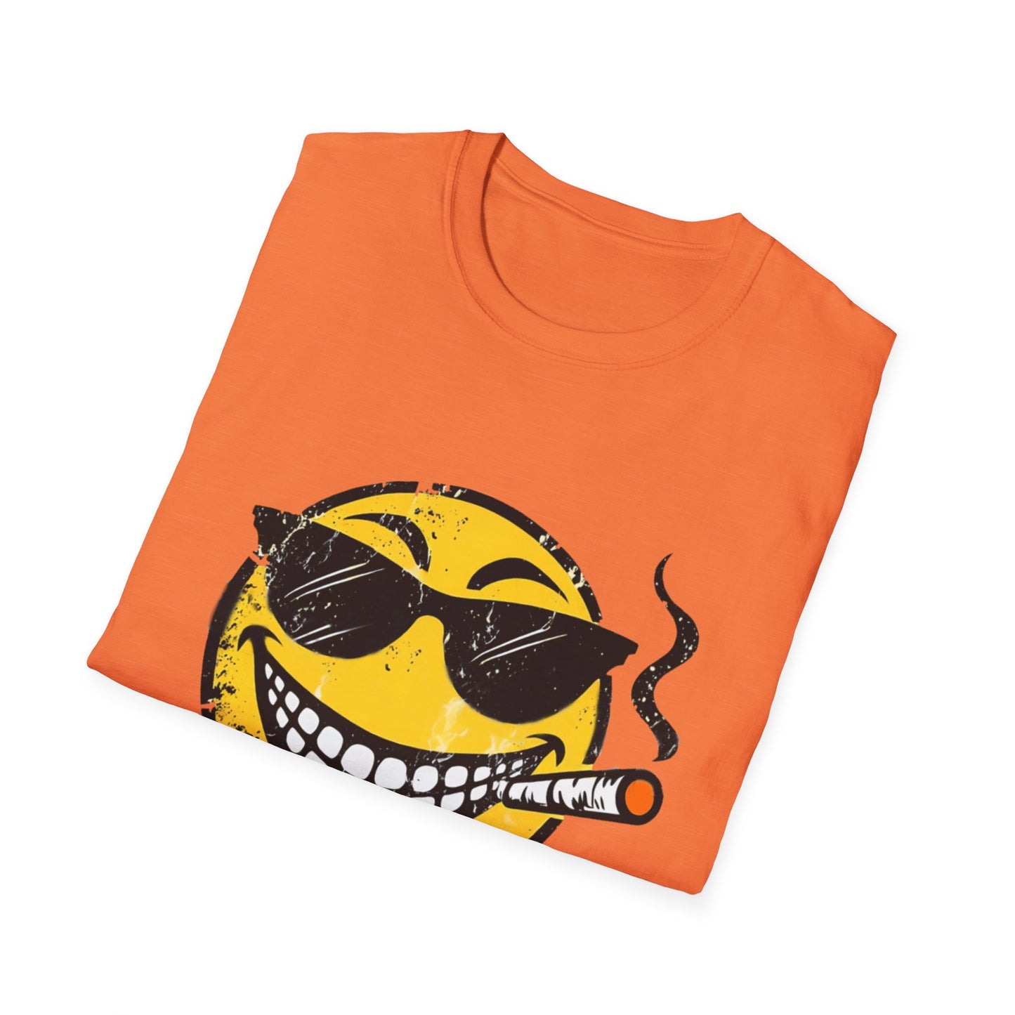 Smokin' Cool Emoji T-Shirt — Retro Grinning Face with Sunglasses & Cigar