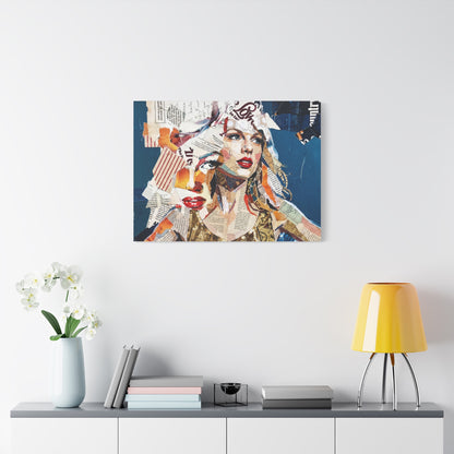 Pop Art Collage Woman Canvas Print — Modern Portrait Wall Art