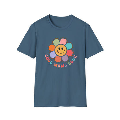 Cool Moms Club T-Shirt — Retro Floral Smiley Tee for Trendy Moms