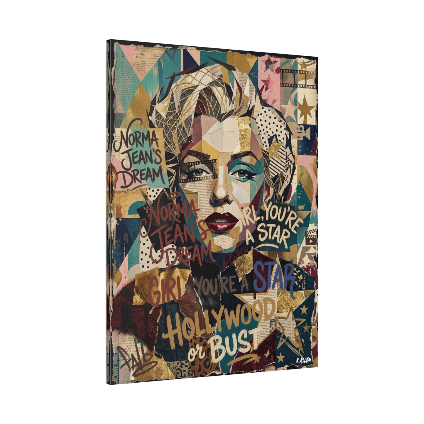 Hollywood Star Portrait Matte Canvas Wall Art, Stretched 1.25"