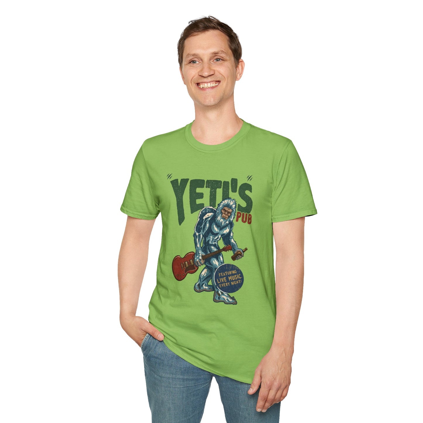 Yeti's Pub Graphic T-Shirt — Vintage Rock Band Snowman Design
