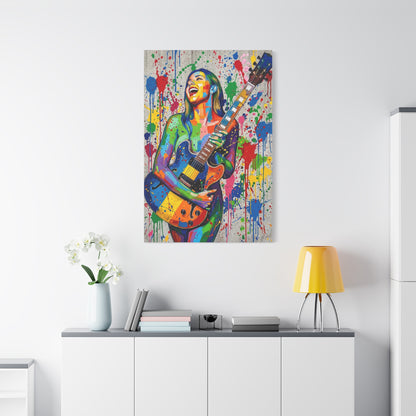 Colorful Guitarist Pop Art Canvas Print — Vibrant Music Wall Art
