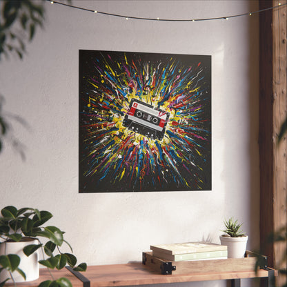 Cassette Explosion Fine Art Print — Retro Music Wall Art