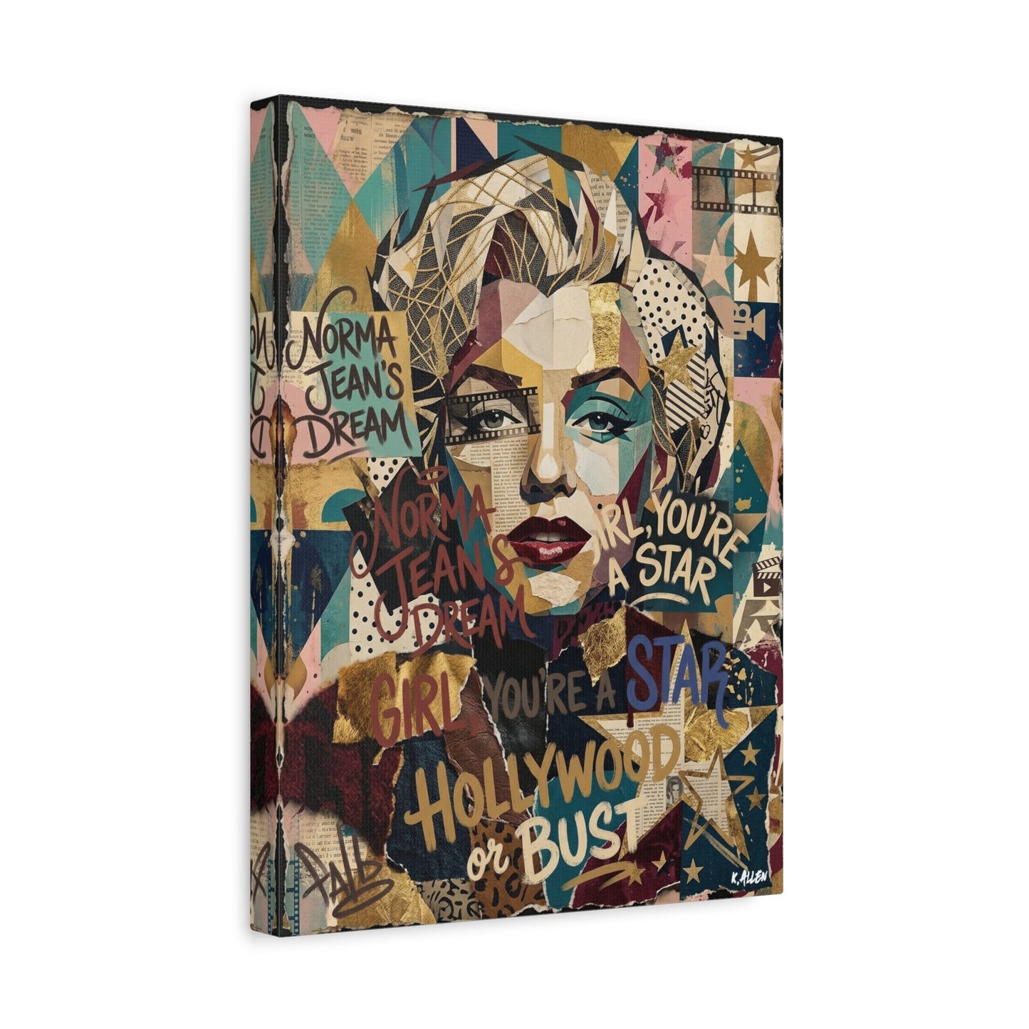 Hollywood Star Portrait Matte Canvas Wall Art, Stretched 1.25"