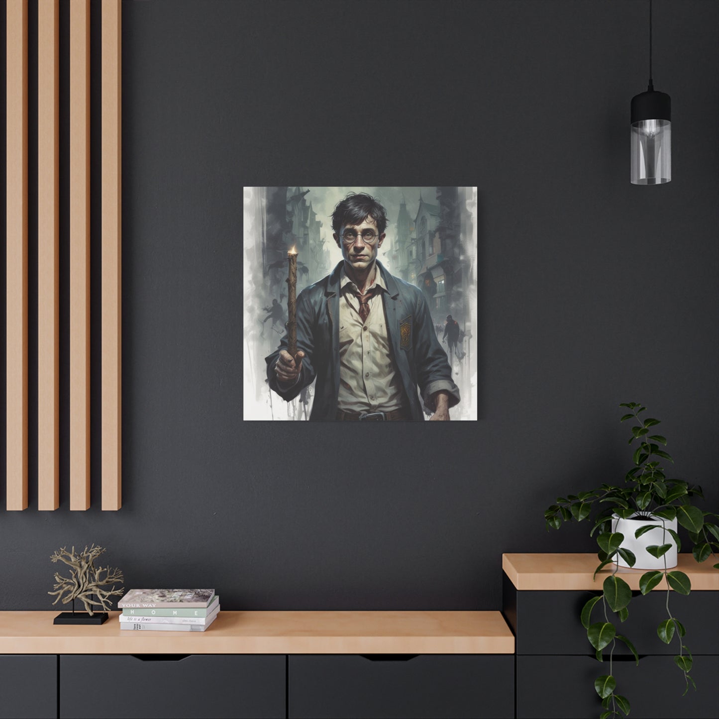 Dark Harry Canvas Print — Moody Urban Fantasy Stretched Wall Art