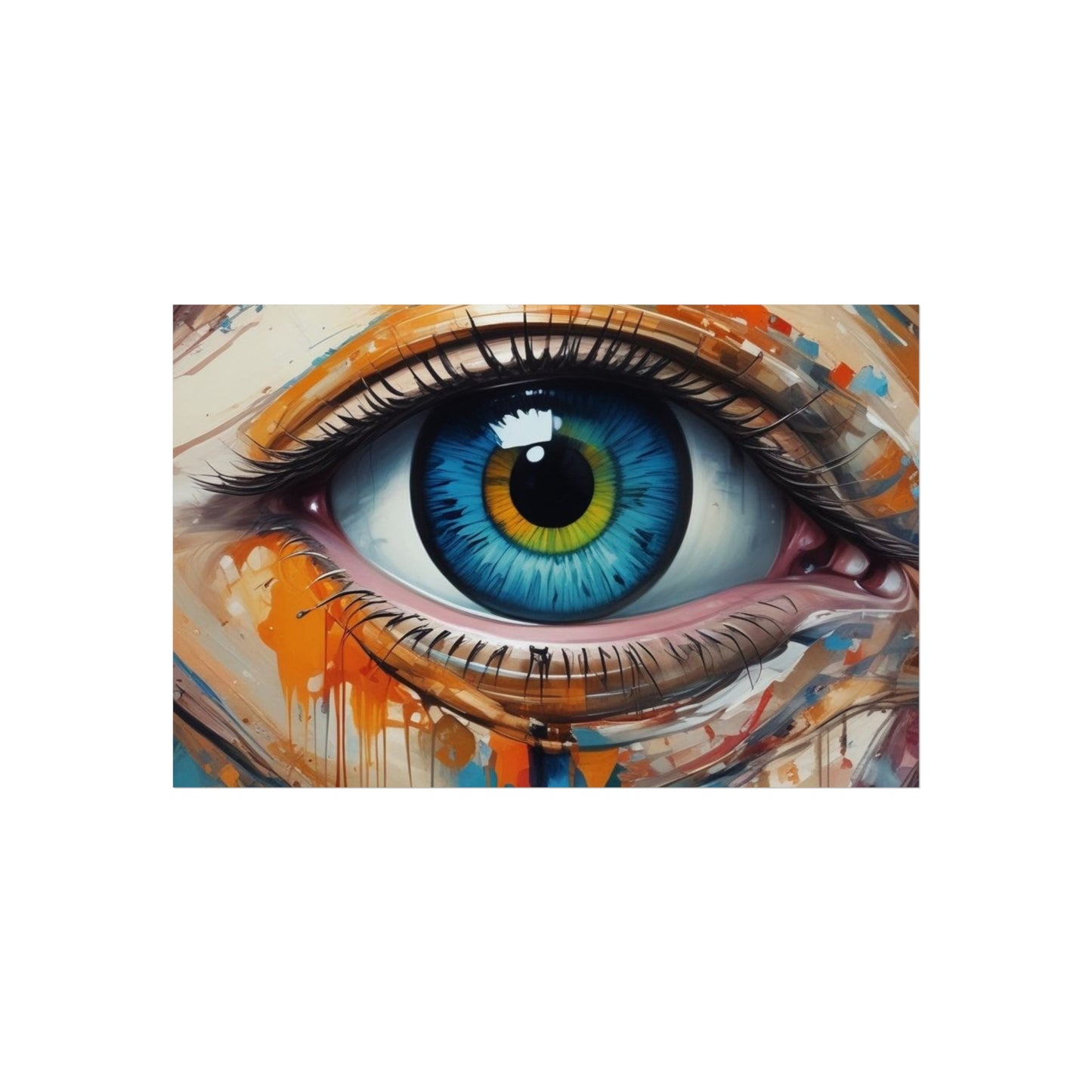 Vibrant Blue Eye Surreal Wall Art Print