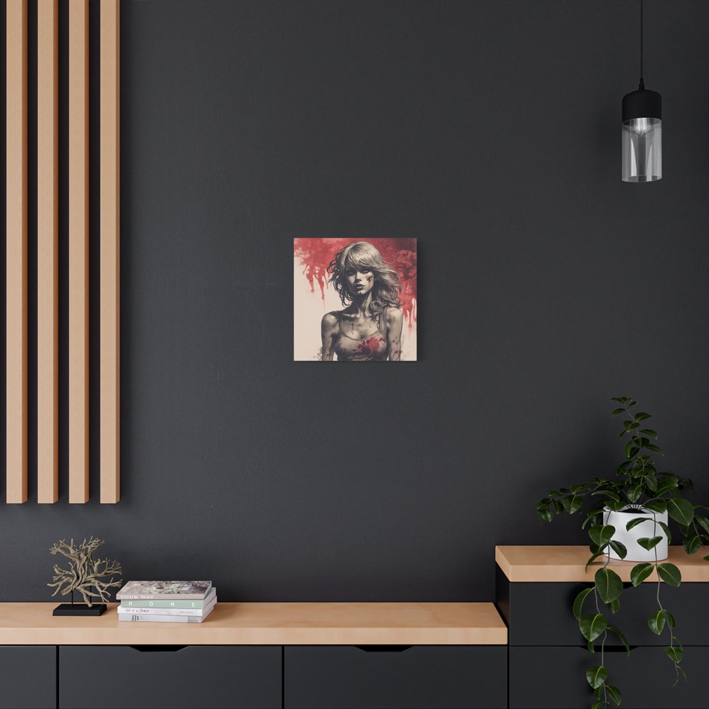Bloody Swift Matte Canvas Print — Gothic Female Portrait Wall Art, Stretched 1.25"