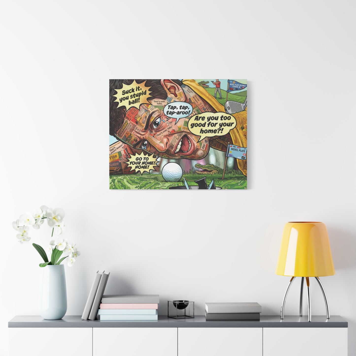 Happy Golf Pop Canvas Art — Matte Stretched Canvas Print