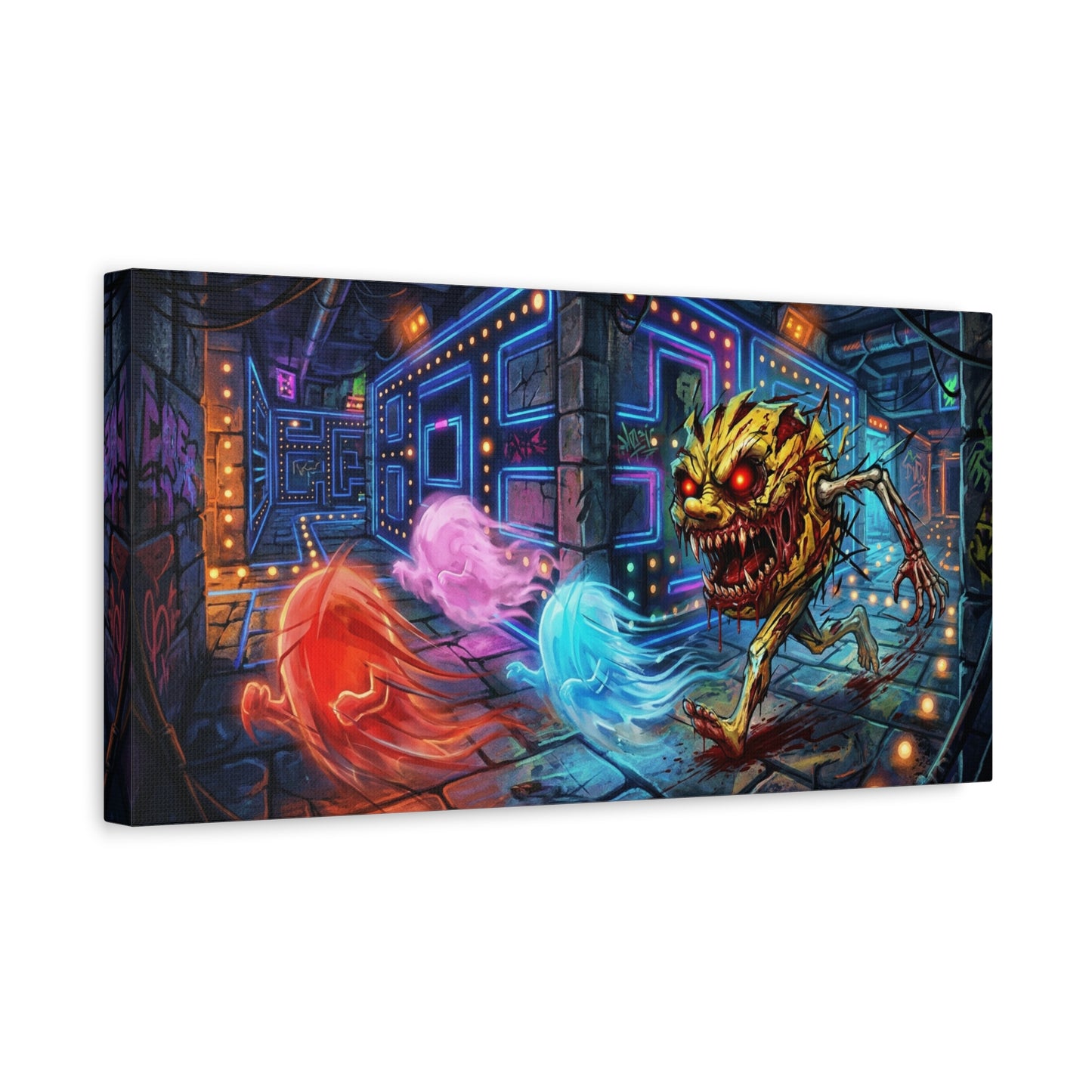 Evil Pacman Abstract Canvas Wall Art — Matte Stretched 1.25"