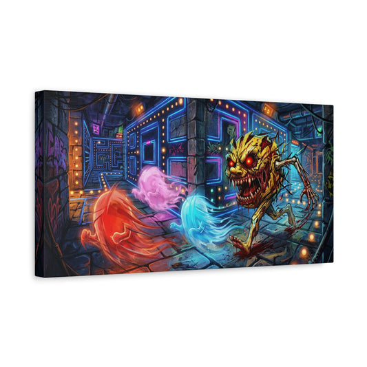 Evil Pacman Abstract Canvas Wall Art — Matte Stretched 1.25"